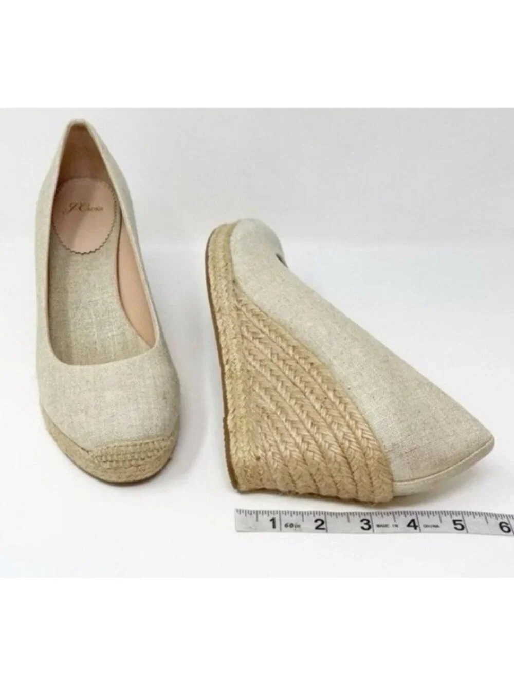 J.Crew Seville Sandstone Canvas Espadrilles Wedges Slip On Women's Size 10
